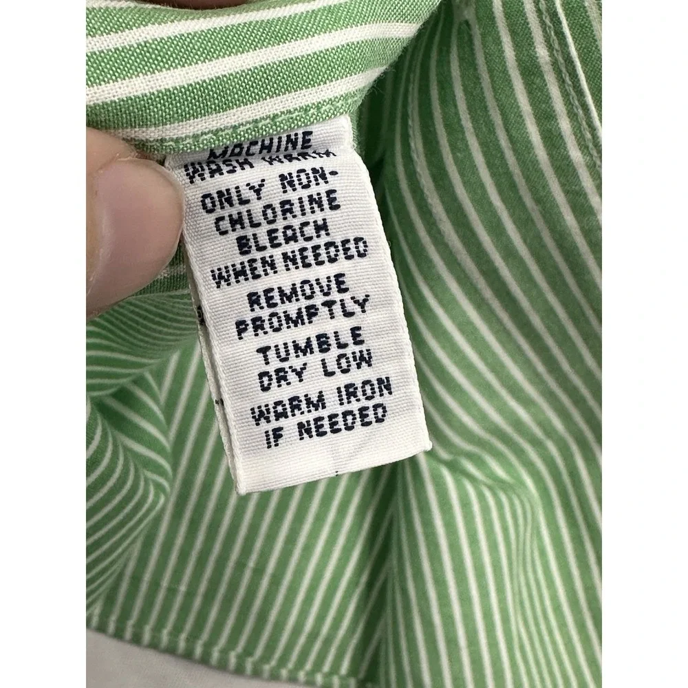 Polo Ralph Lauren Classic Fit Button Down Dress Shirt Green & White Purple Logo